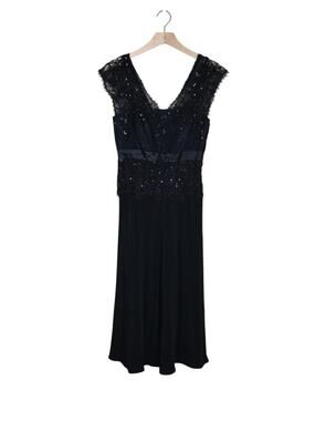 Liz Elana Women's 8 Black Lace Sequin Lined Cocktail Dress